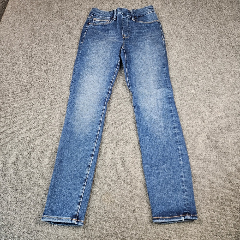 Good American Skinny Jeans Size 2 Indigo Blue High Rise Pull On GLV478T